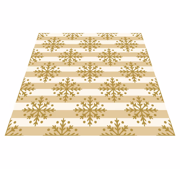 Gold snowflakes and stripes Christmas vinyl rug - TenStickers