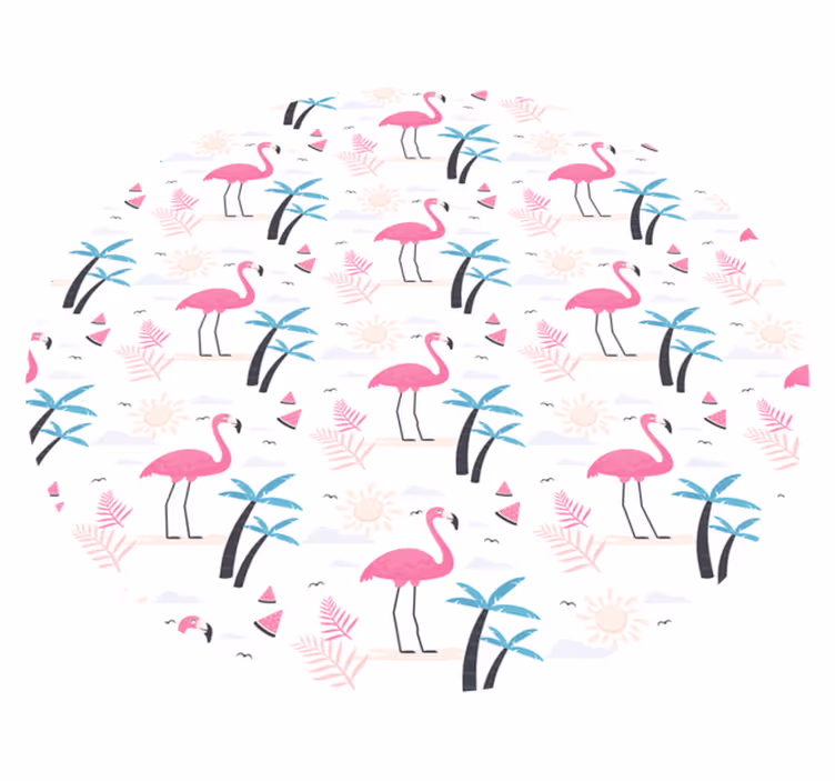 Flamingo tropical scene teen vinyl rug - TenStickers