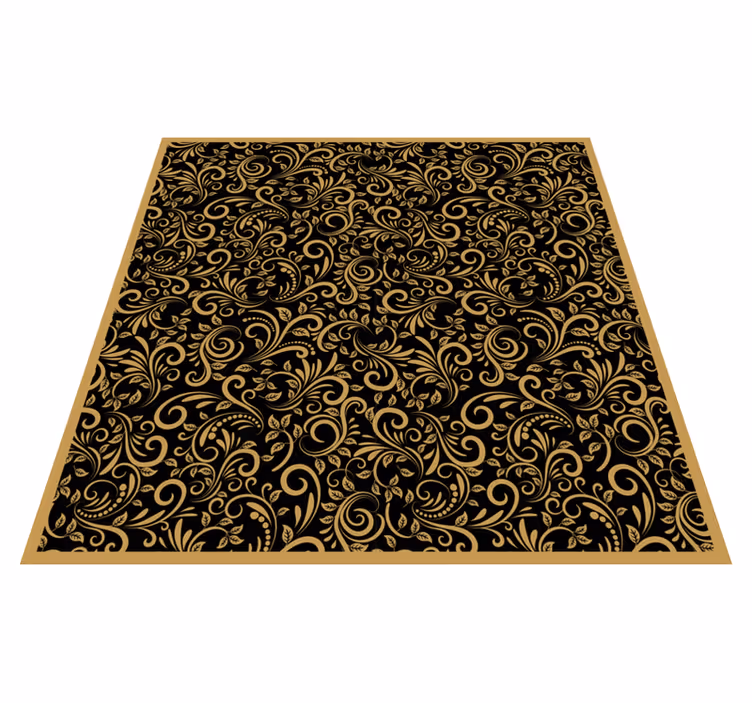 Golden leaves over a graphite  vintage rug - TenStickers