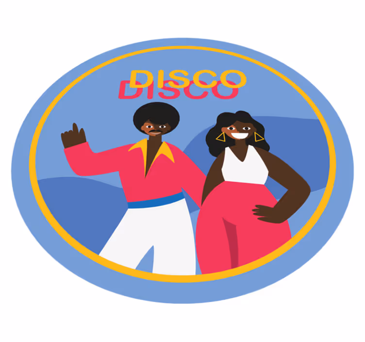 Stylish Disco Vibes circular vinyl rug - TenStickers
