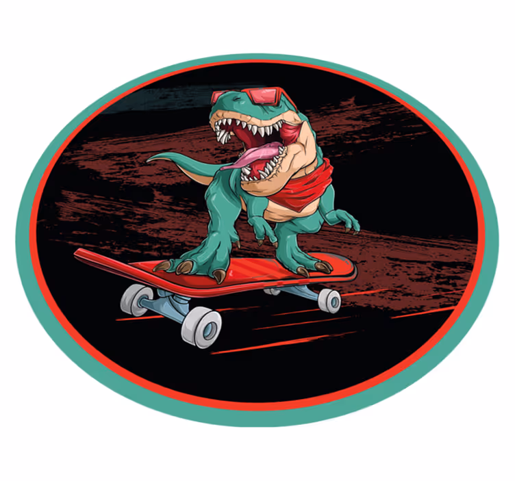 Cool Skateboarding Dinosaur teen vinyl rug - TenStickers