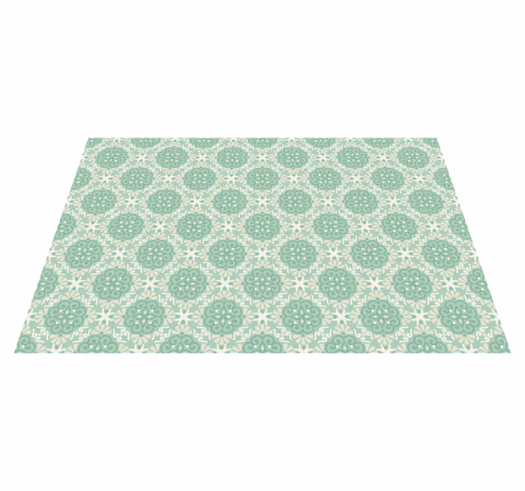 Intricate Green Pattern tile vinyl rug - TenStickers
