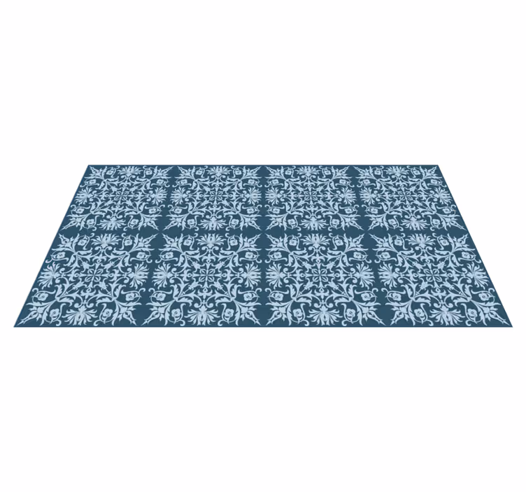 Floral Pattern Blueprint tile vinyl rug - TenStickers