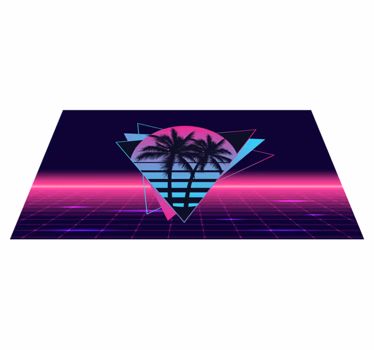 Retro Neon Palms vintage vinyl rug - TenStickers