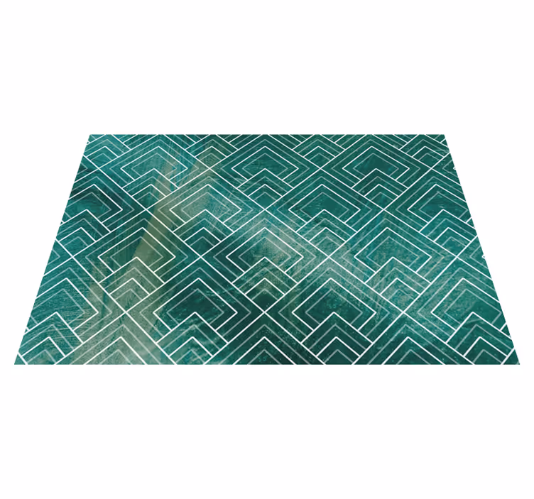 Geometric Green Chevron tile vinyl rug - TenStickers