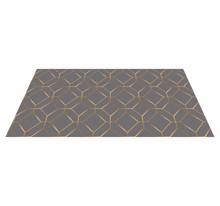 Geometric gray and golden geometric rugs - TenStickers