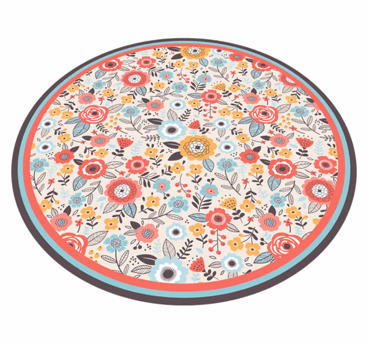Floral Circular Design flower rug - TenStickers