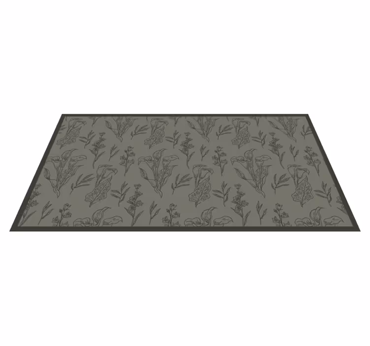 Plants pattern Kaki color floral rug - TenStickers