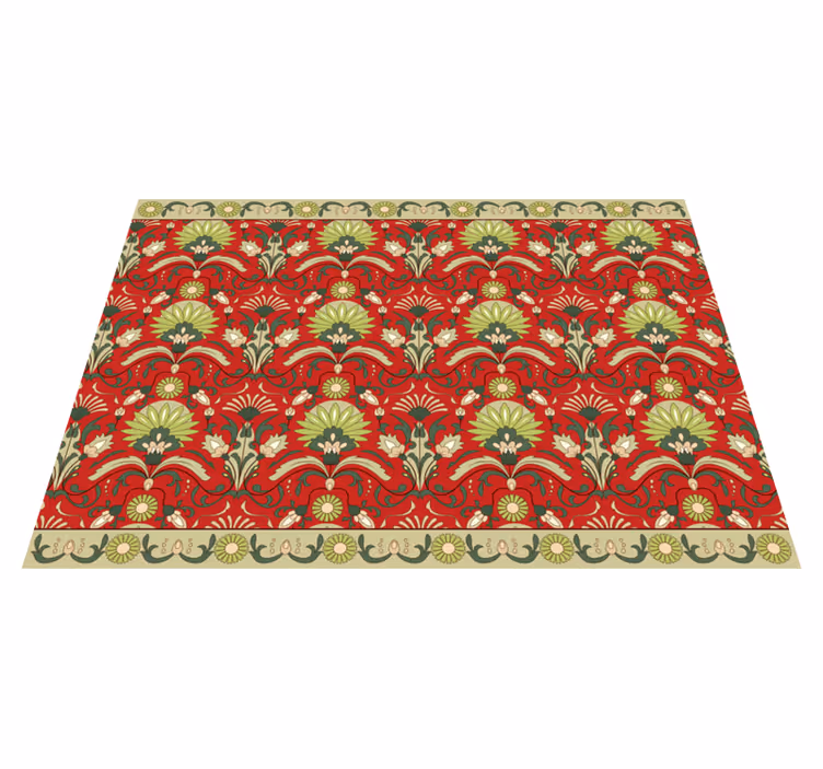 Traditional green deisgn dining room rug - TenStickers