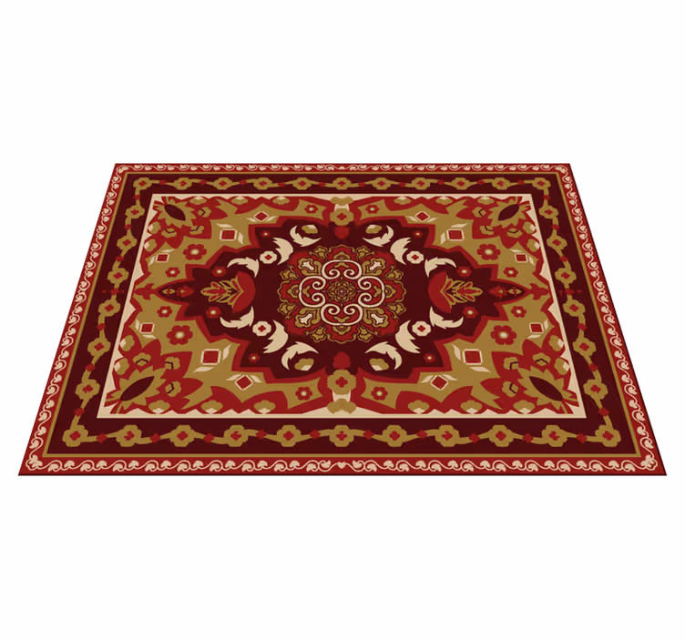 Floral geometric vintage design dining room carpet - TenStickers