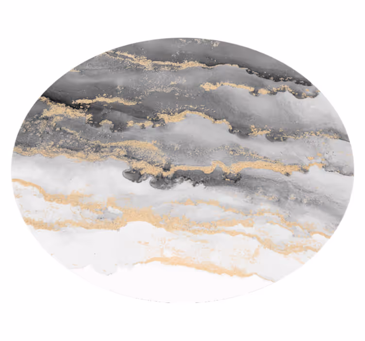 Grey with golden details marble vinyl rug - TenStickers