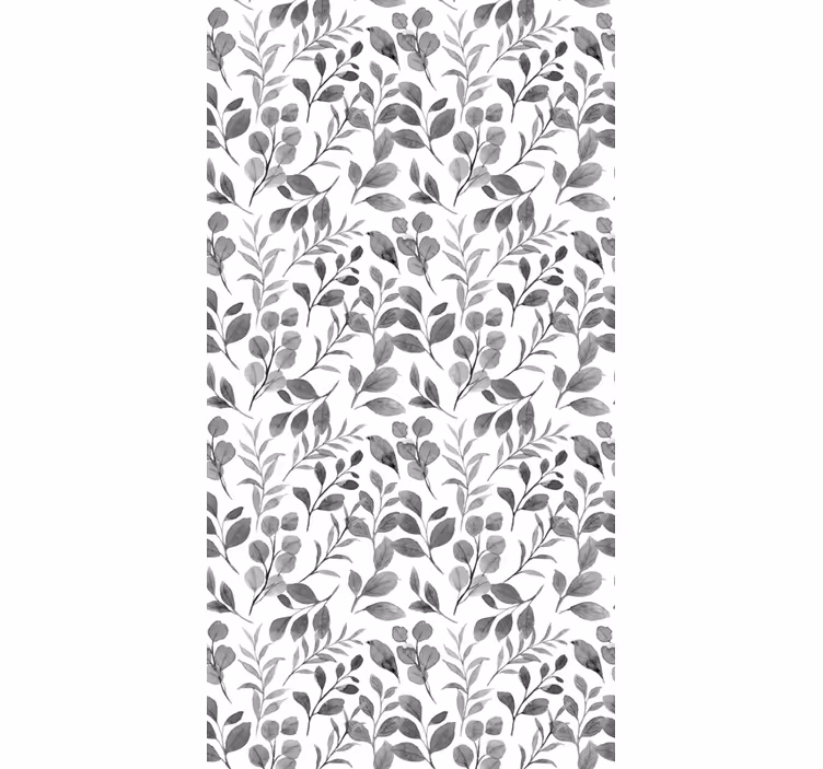 Grey pattern on white background leaves wallpaper - TenStickers