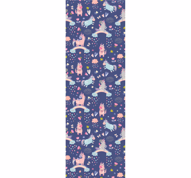 Colorful unicorn patterns wallpaper childrens room - TenStickers