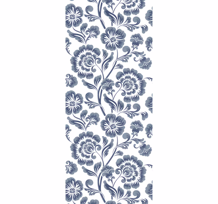 Navy elegant print floral wallpaper - TenStickers