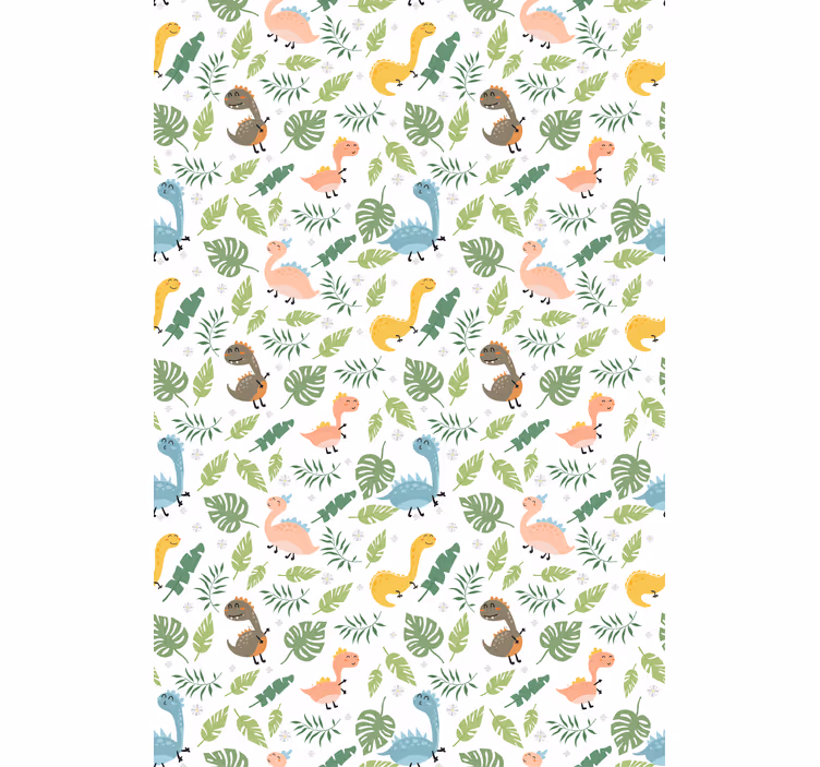 Wallpaper childrens room pastel forest with dinosaurs - TenStickers