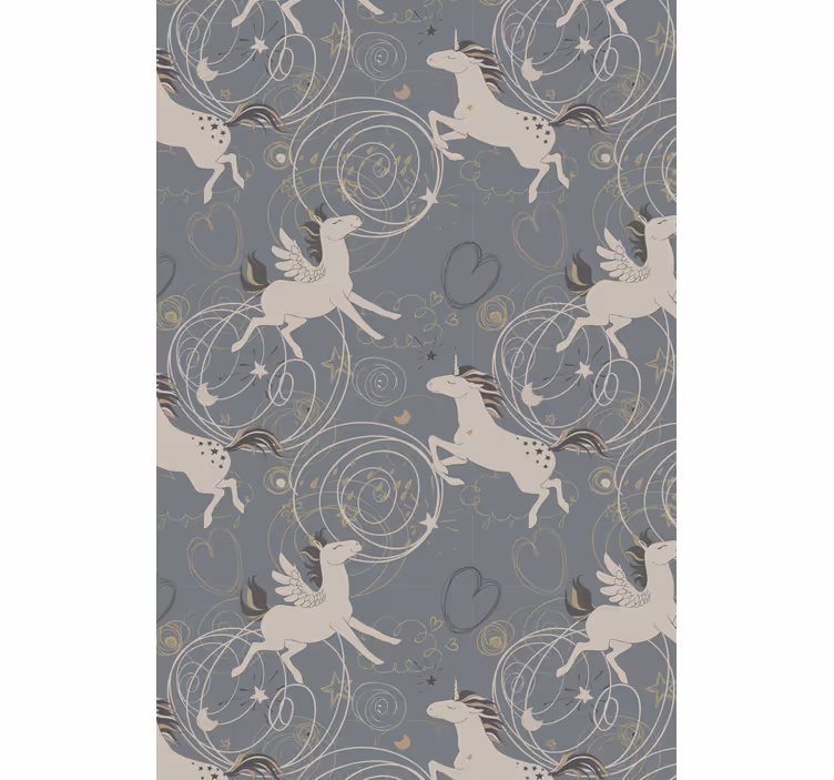 Wallpaper childrens room with pegasus unicorns on dark - TenStickers