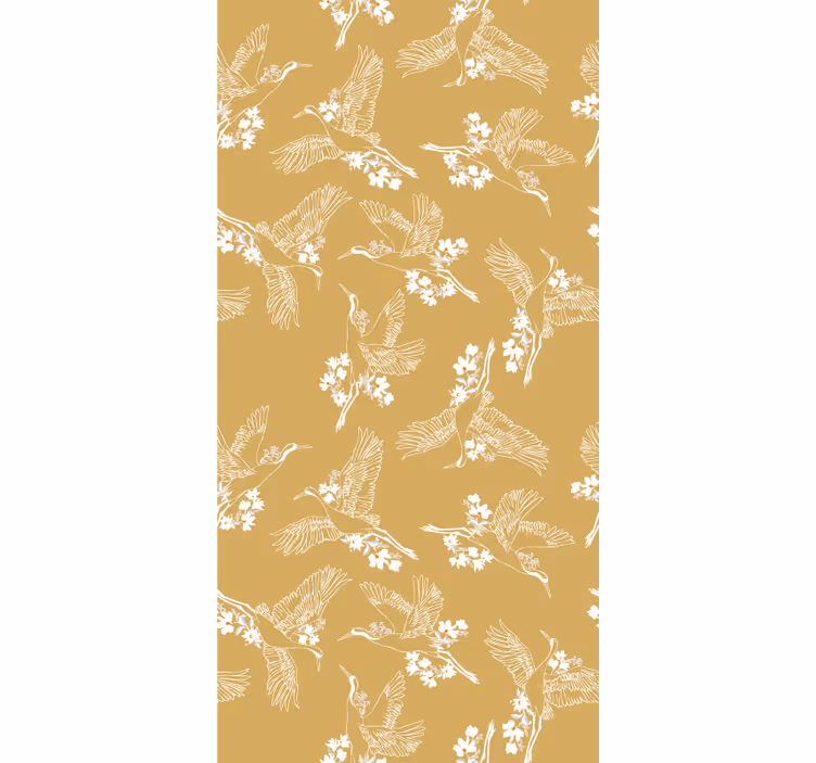 Wallpaper childrens room japanese flowers and birds - TenStickers