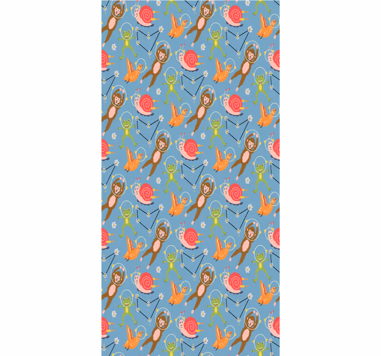 Wallpaper childrens room colorful forest animal astronauts - TenStickers