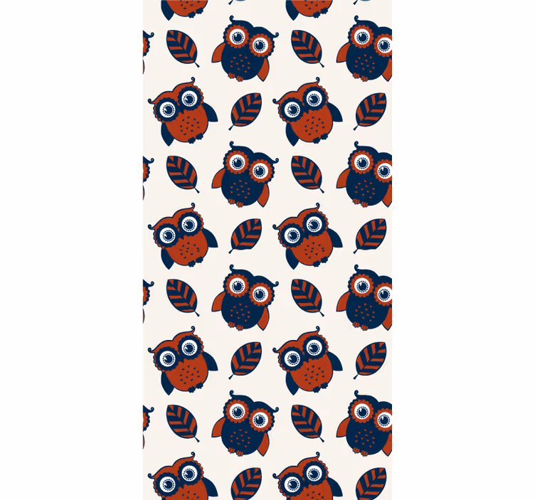 Wallpaper childrens room blue and red owl design - TenStickers