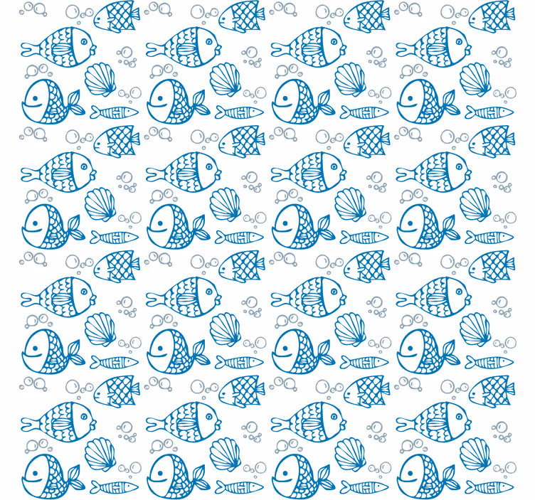 Wallpaper childrens room blue fish on white - TenStickers