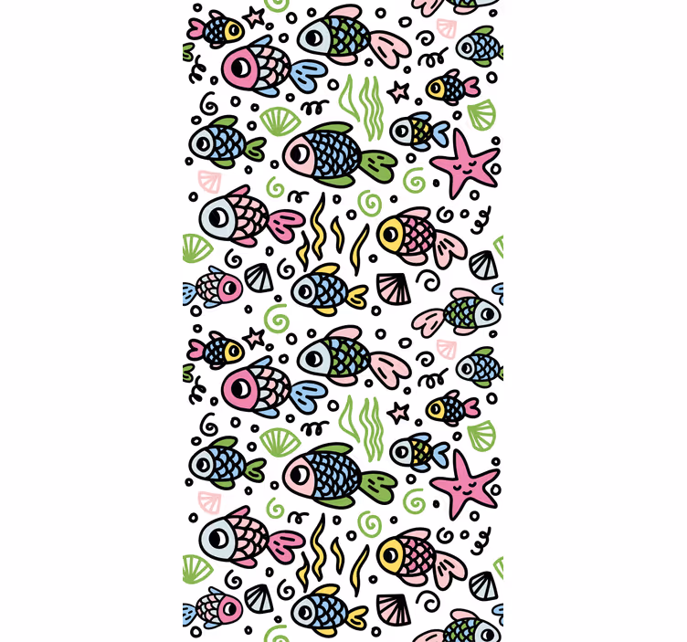 Wallpaper childrens room multicolor fish pattern - TenStickers