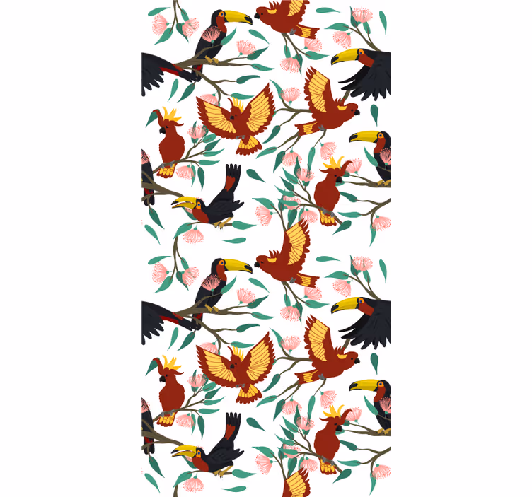 Flying parrots and toucans wallpaper childrens room - TenStickers
