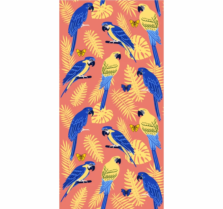 Wallpaper childrens room parrots and butterflies - TenStickers
