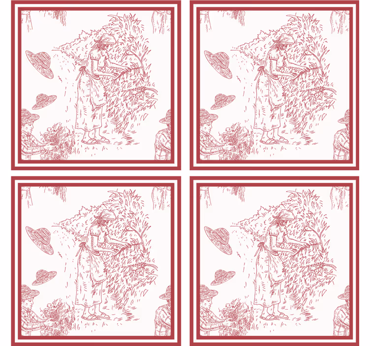 Retro wallpaper rustic landscape illustration - TenStickers