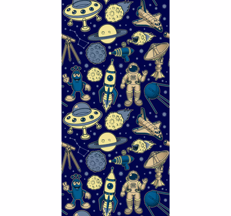 Wallpaper childrens room featuring space characters - TenStickers