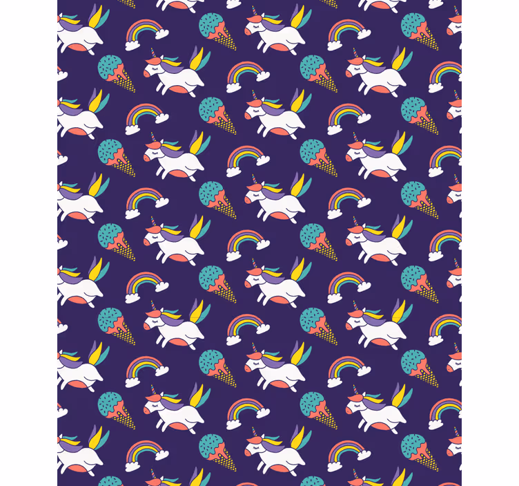 Wallpaper childrens room unicorns and rainbows - TenStickers