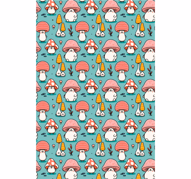 Wallpaper childrens room baby mushroom characters - TenStickers