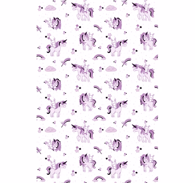 Wallpaper childrens room fantasy purple unicorns - TenStickers