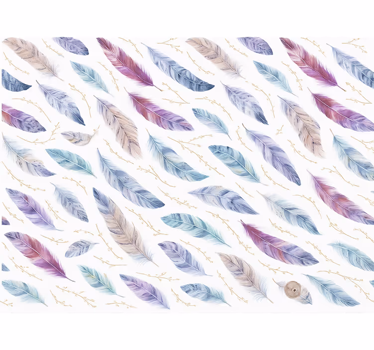 Wallpaper childrens room colorful feather design - TenStickers