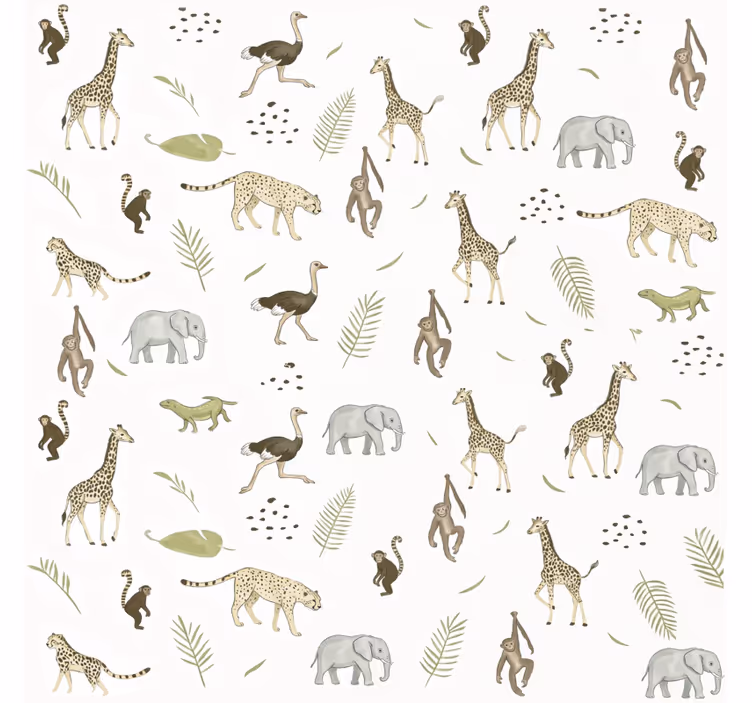 Wallpaper childrens room savanna animals - TenStickers