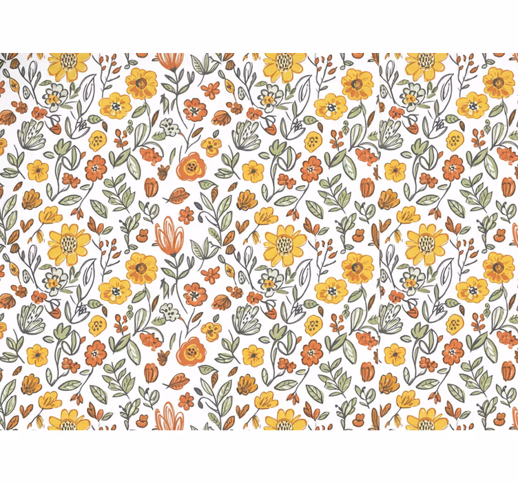 Flowers wallpaper rustic garden yellow - TenStickers