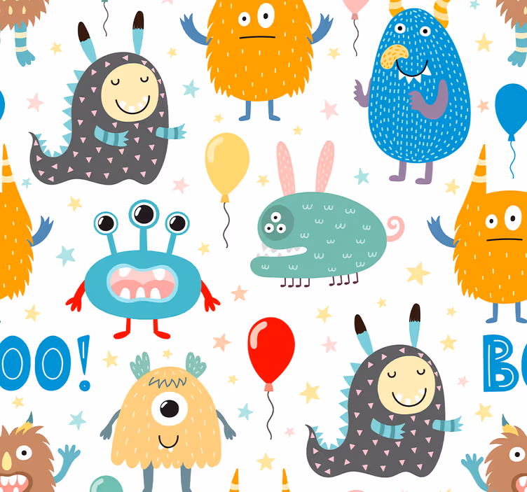 Animal Wallpaper for kids little monsters - TenStickers