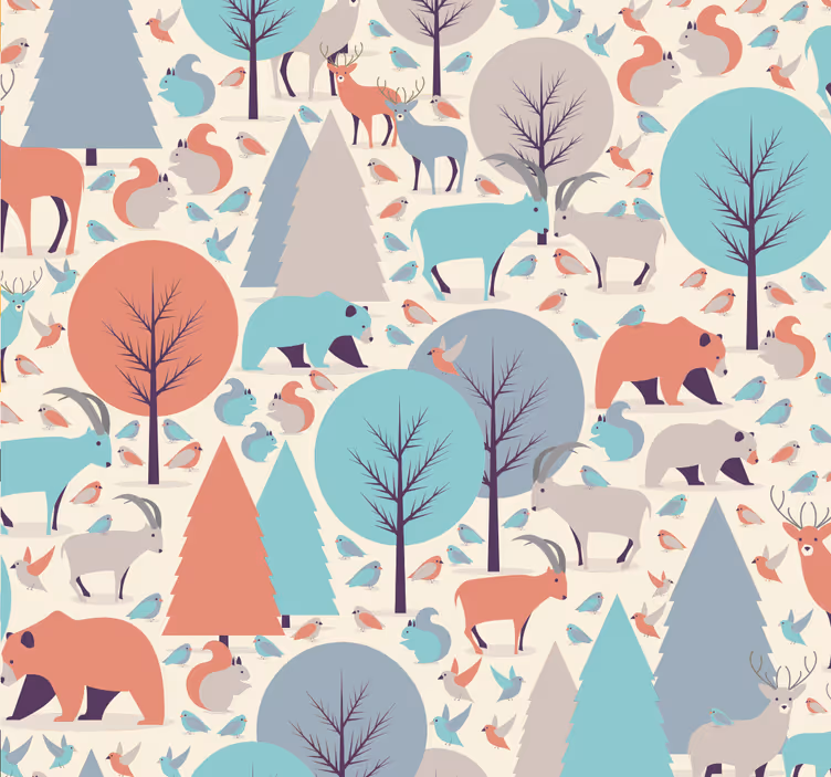 Nordic forest scene wallpaper childrens room - TenStickers