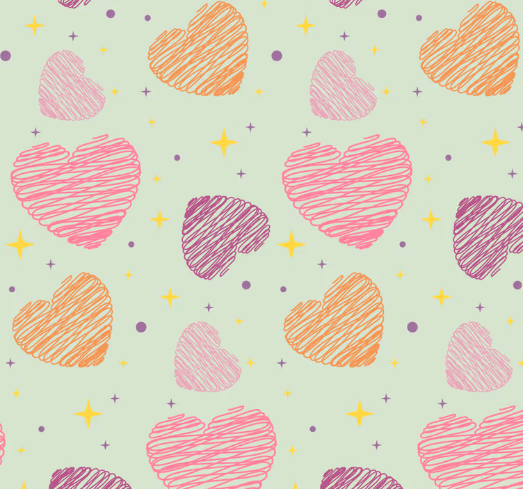 Pink hearts Childrens Wallpaper - TenStickers