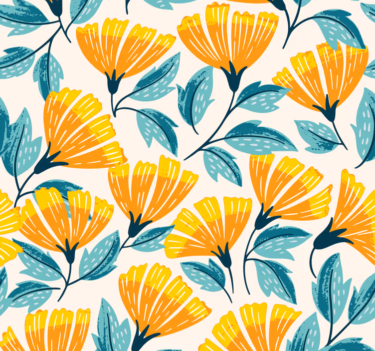 Ginkgo Floral Pattern living area wallpaper - TenStickers