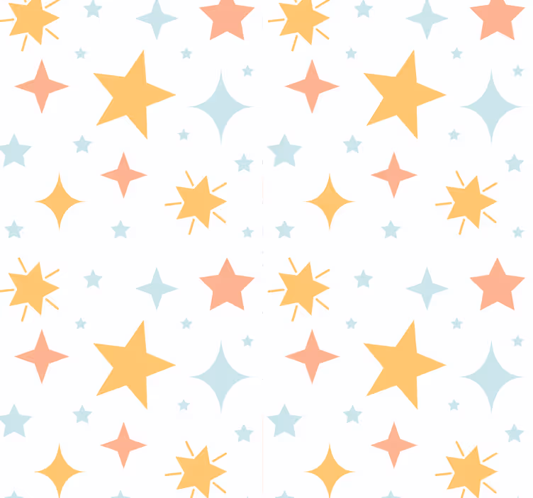 Multicolor stars white background wallpaper - TenStickers