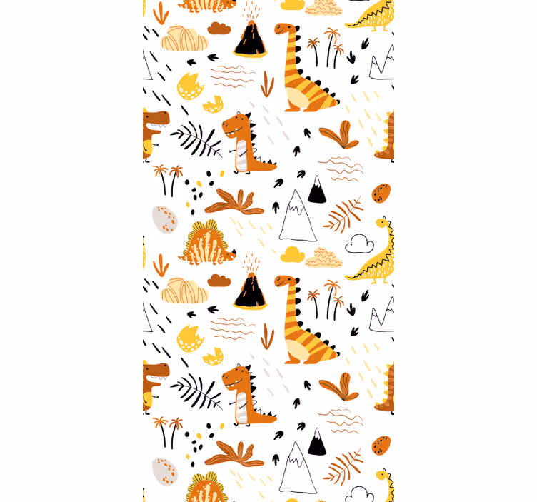 Dinosaurs and volcano pattern Child Wallpaper - TenStickers