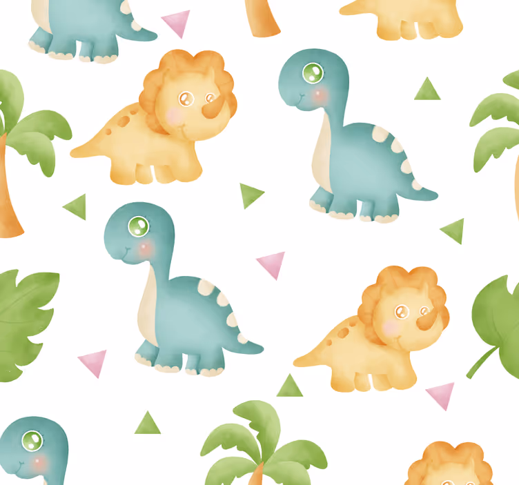 Different dinosaurs and bushes kid wallpaper - TenStickers