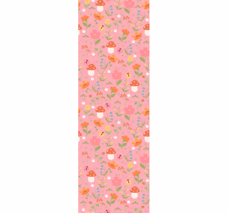 Floral Mushroom Pattern wallpaper childrens room - TenStickers