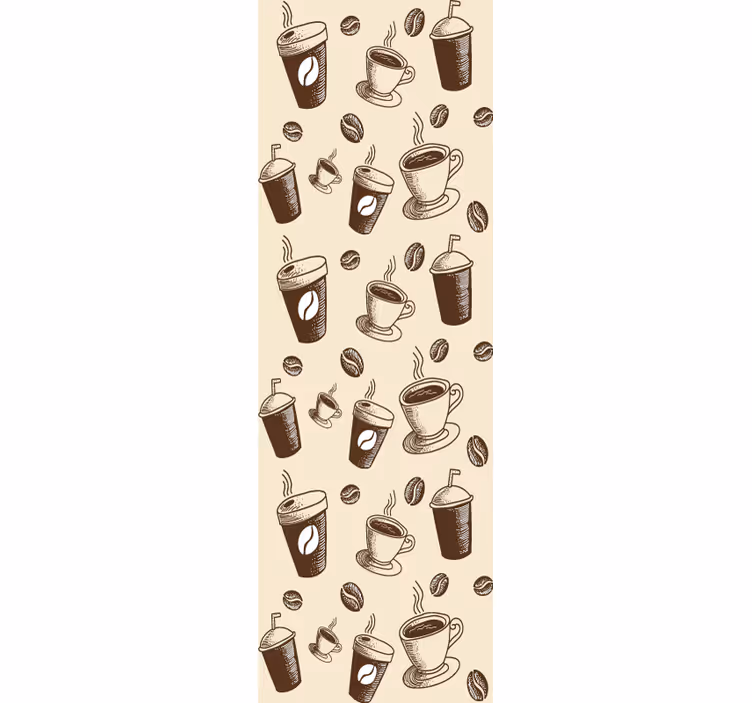 Great pattern with coffee beans mugs wallpaper - TenStickers