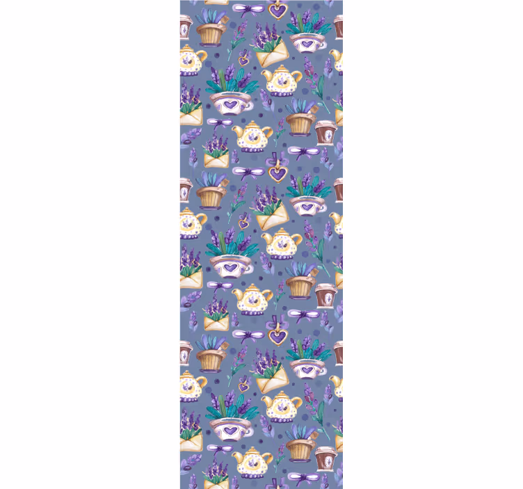 Teatime Lavender Pattern ornamental wallpaper - TenStickers