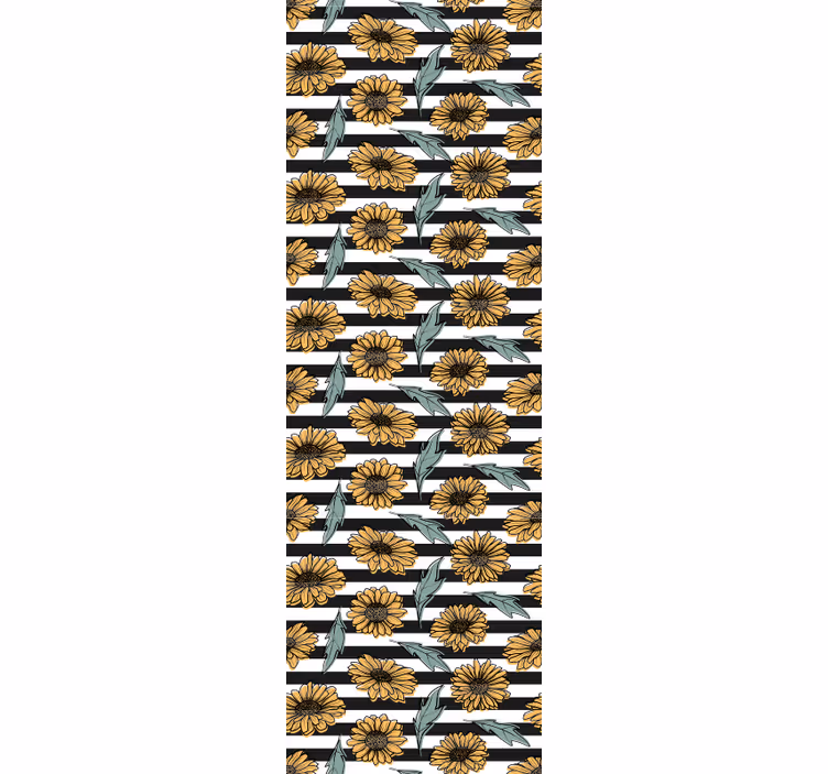 Sunflower Stripes floral wallpaper - TenStickers