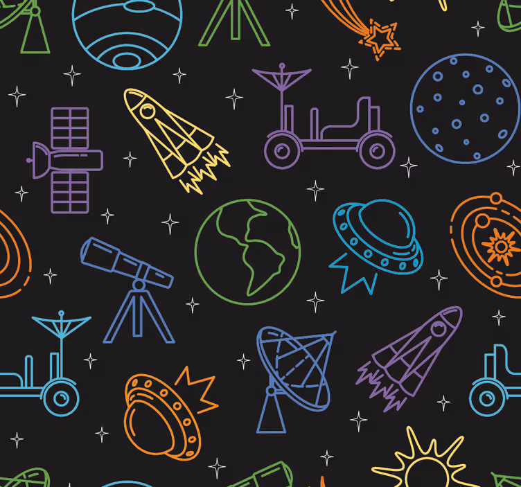 Celestial exploration wallpaper childrens room - TenStickers