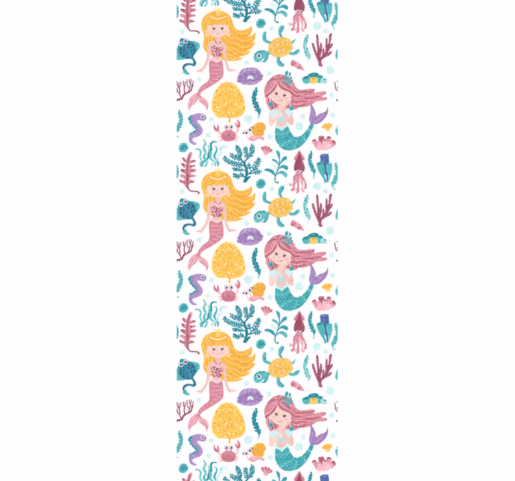 Mermaids and crabs childrens wallpaper - TenStickers
