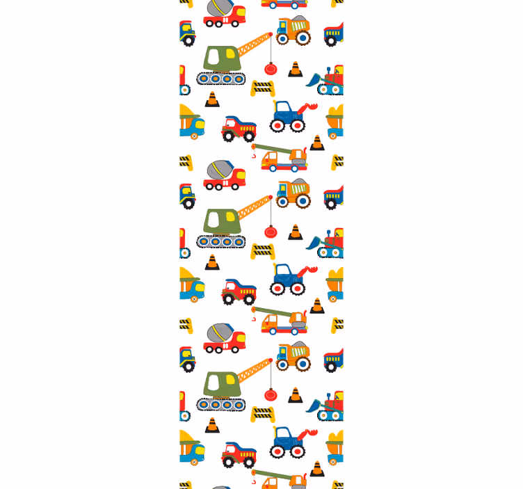 Cute design diggers on work Modern Wallpaper - TenStickers