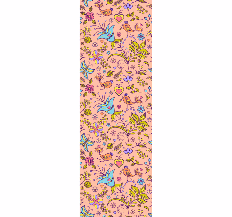 Floral Bird Motif ornamental wallpaper - TenStickers